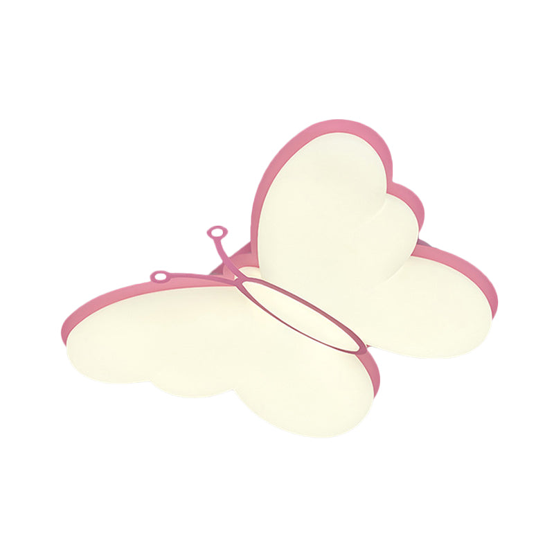 Contemporary LED Butterfly Ceiling Lamp for Bedroom - Acrylic Flush Mount in Yellow/Pink/Blue