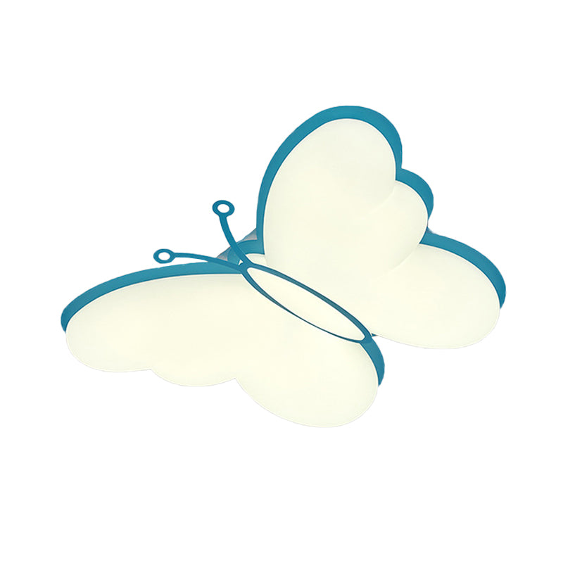 Contemporary LED Butterfly Ceiling Lamp for Bedroom - Acrylic Flush Mount in Yellow/Pink/Blue