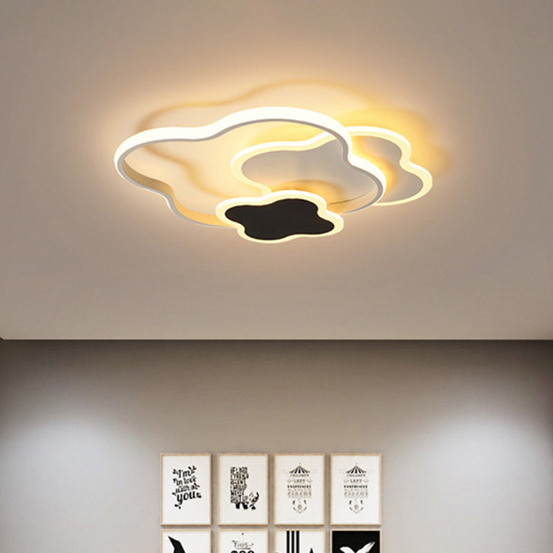 Modern White/Gold LED Bedroom Flushmount Ceiling Light with Seamless Curve Design