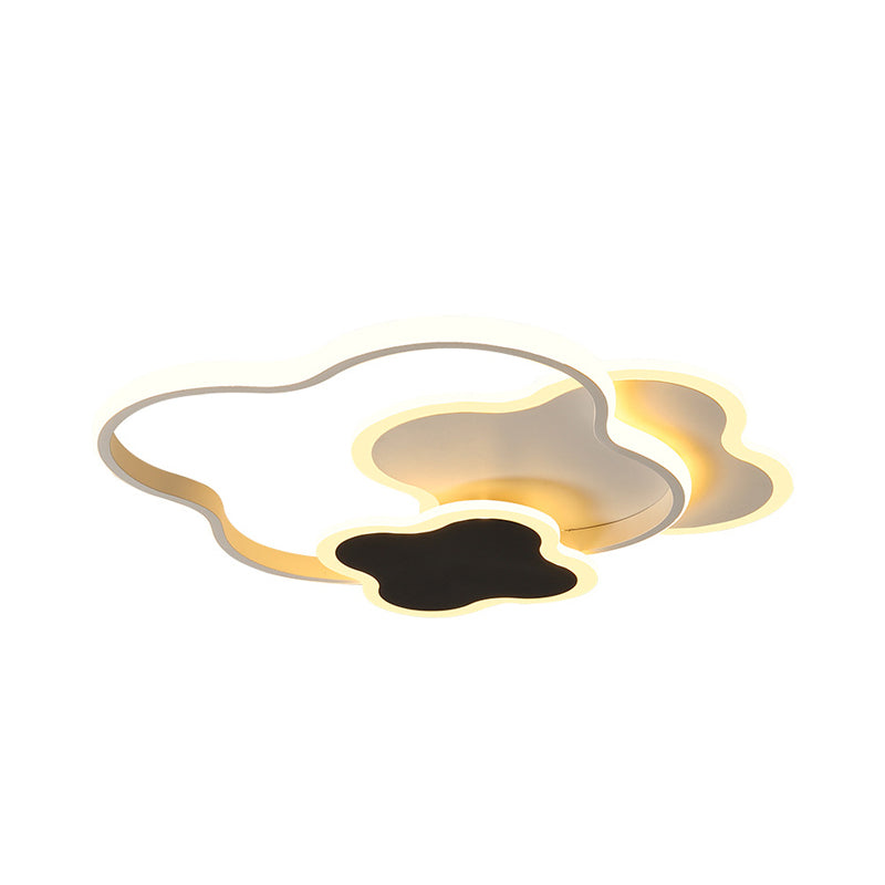 Modern White/Gold LED Bedroom Flushmount Ceiling Light with Seamless Curve Design