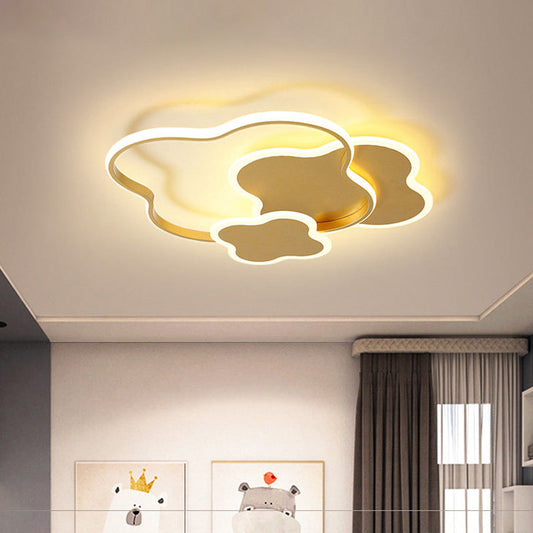 Modern White/Gold LED Bedroom Flushmount Ceiling Light with Seamless Curve Design