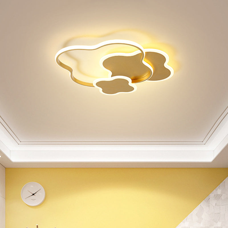 Modern White/Gold LED Bedroom Flushmount Ceiling Light with Seamless Curve Design