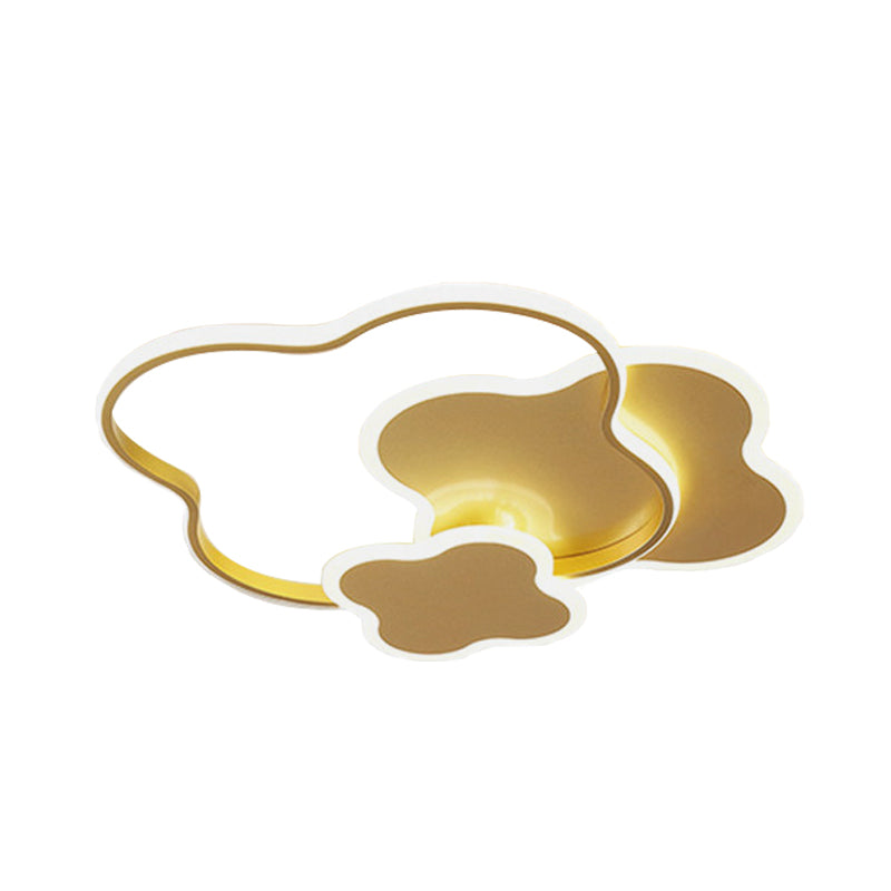 Modern White/Gold LED Bedroom Flushmount Ceiling Light with Seamless Curve Design
