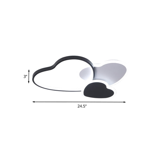 Modern Heart Design Black Ceiling Fixture: Acrylic Led Bedroom Flush Mount Spotlight - Warm/White