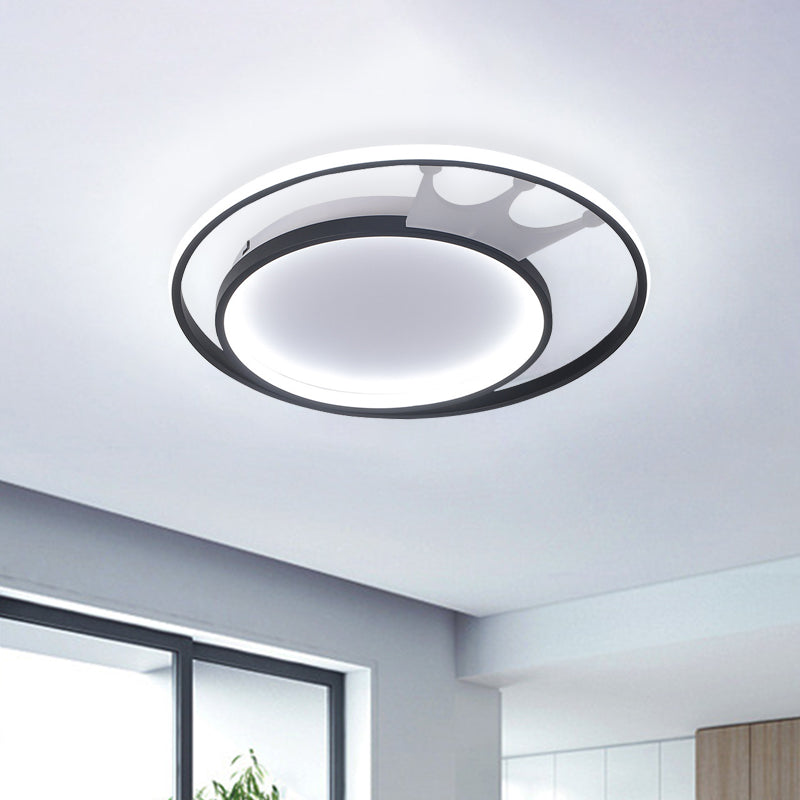 Cartoon Crown LED Flush Mount Lamp: Acrylic Ceiling Light for Living Room - White, Warm/White Light