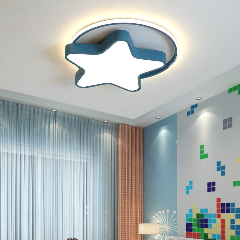 Nordic Star LED Flush Mount Ceiling Light with Acrylic Ring for Kid's Room