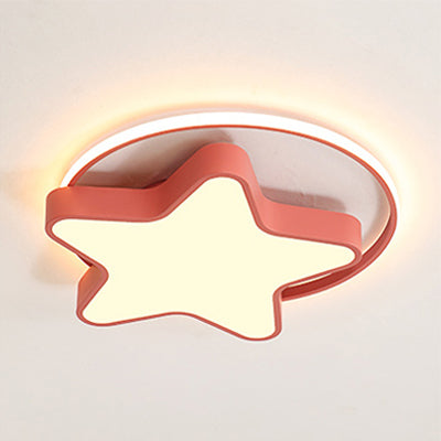 Nordic Star LED Flush Mount Ceiling Light with Acrylic Ring for Kid's Room