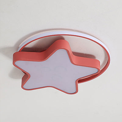 Nordic Star LED Flush Mount Ceiling Light with Acrylic Ring for Kid's Room