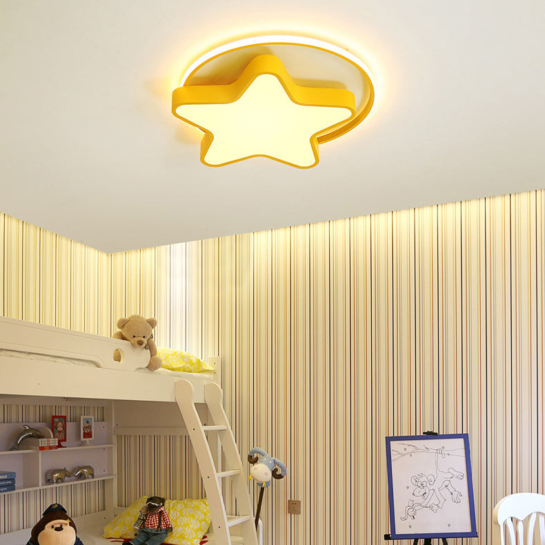 Nordic Star LED Flush Mount Ceiling Light with Acrylic Ring for Kid's Room