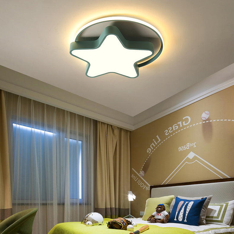 Nordic Star LED Flush Mount Ceiling Light with Acrylic Ring for Kid's Room