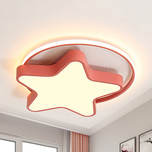 Nordic Star LED Flush Mount Ceiling Light with Acrylic Ring for Kid's Room