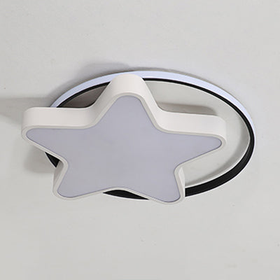 Nordic Star LED Flush Mount Ceiling Light with Acrylic Ring for Kid's Room