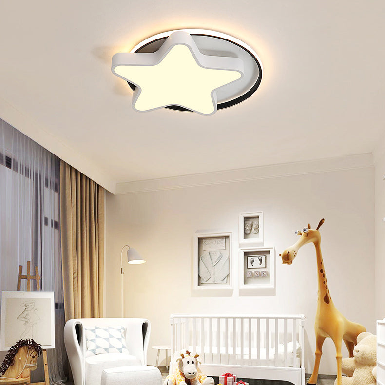 Nordic Star LED Flush Mount Ceiling Light with Acrylic Ring for Kid's Room