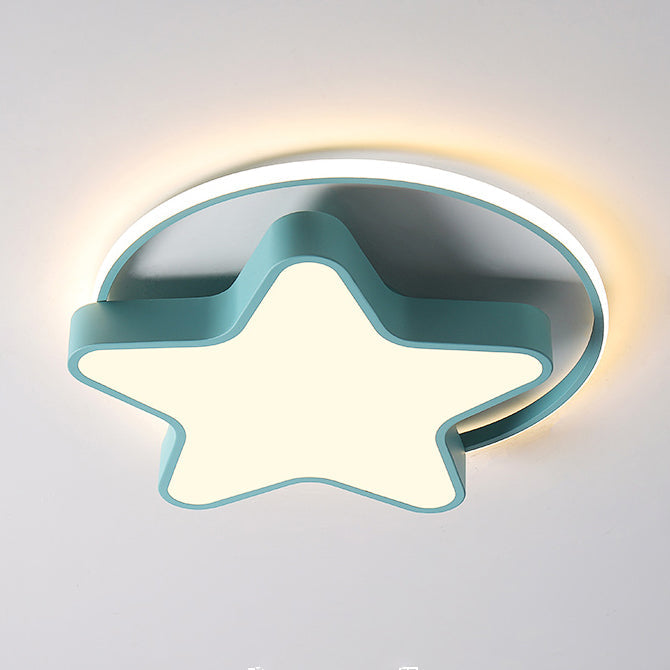 Nordic Star LED Flush Mount Ceiling Light with Acrylic Ring for Kid's Room