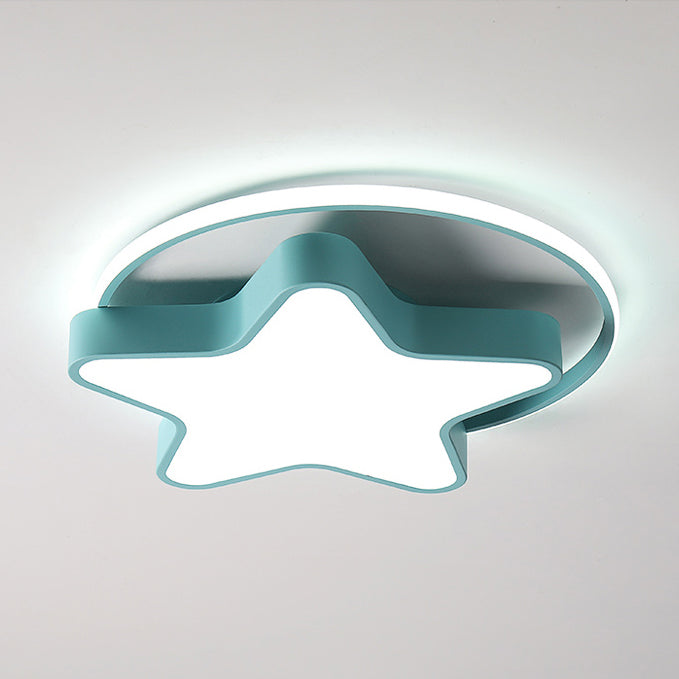 Nordic Star LED Flush Mount Ceiling Light with Acrylic Ring for Kid's Room