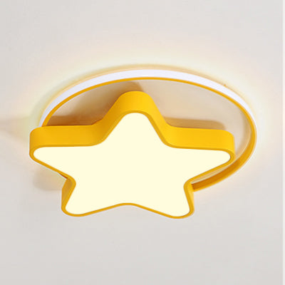 Nordic Star LED Flush Mount Ceiling Light with Acrylic Ring for Kid's Room