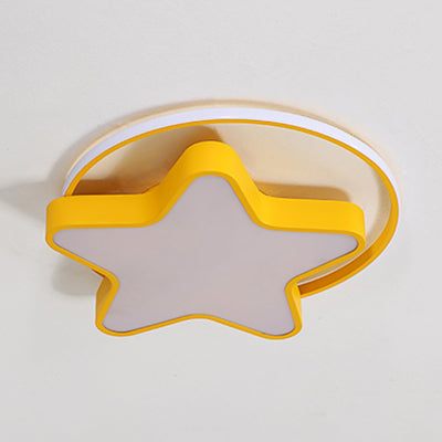 Nordic Star LED Flush Mount Ceiling Light with Acrylic Ring for Kid's Room