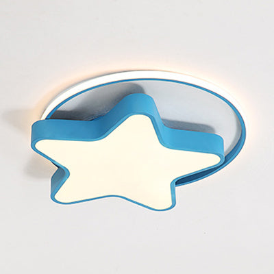 Nordic Star LED Flush Mount Ceiling Light with Acrylic Ring for Kid's Room