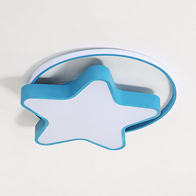 Nordic Star LED Flush Mount Ceiling Light with Acrylic Ring for Kid's Room