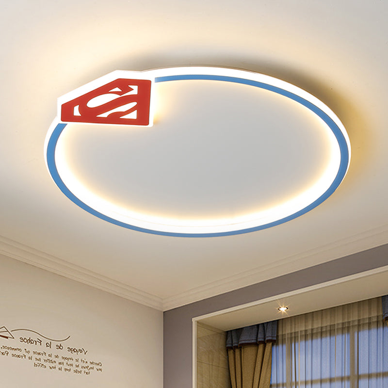 Blue Flush Mount Ceiling Lamp: Modern Acrylic LED Lighting with Diamond/Crown Design for Bedroom