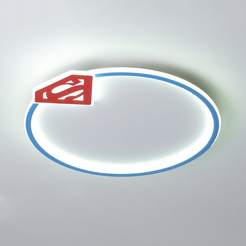 Blue Flush Mount Ceiling Lamp: Modern Acrylic LED Lighting with Diamond/Crown Design for Bedroom