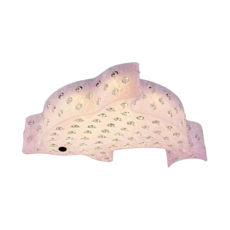 Modern Flush Mount Pendant Light - Fish Shaped Acrylic Led Ceiling Lamp With Crystal Decoration