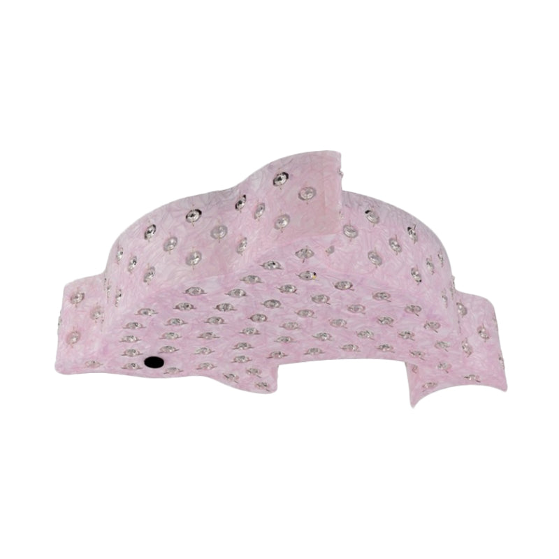 Modern Flush Mount Pendant Light - Fish Shaped Acrylic Led Ceiling Lamp With Crystal Decoration