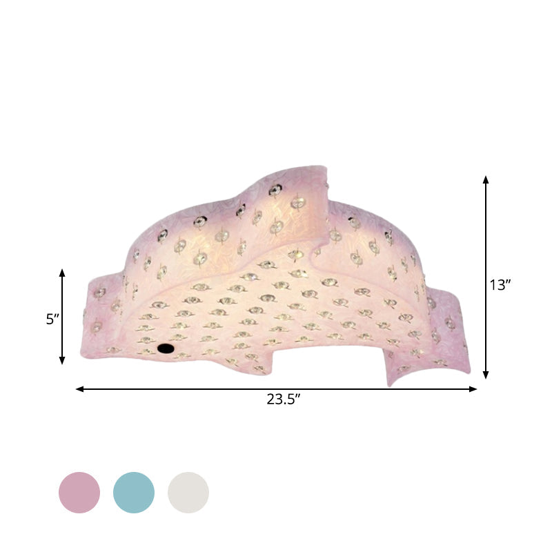 Modern Flush Mount Pendant Light - Fish Shaped Acrylic Led Ceiling Lamp With Crystal Decoration
