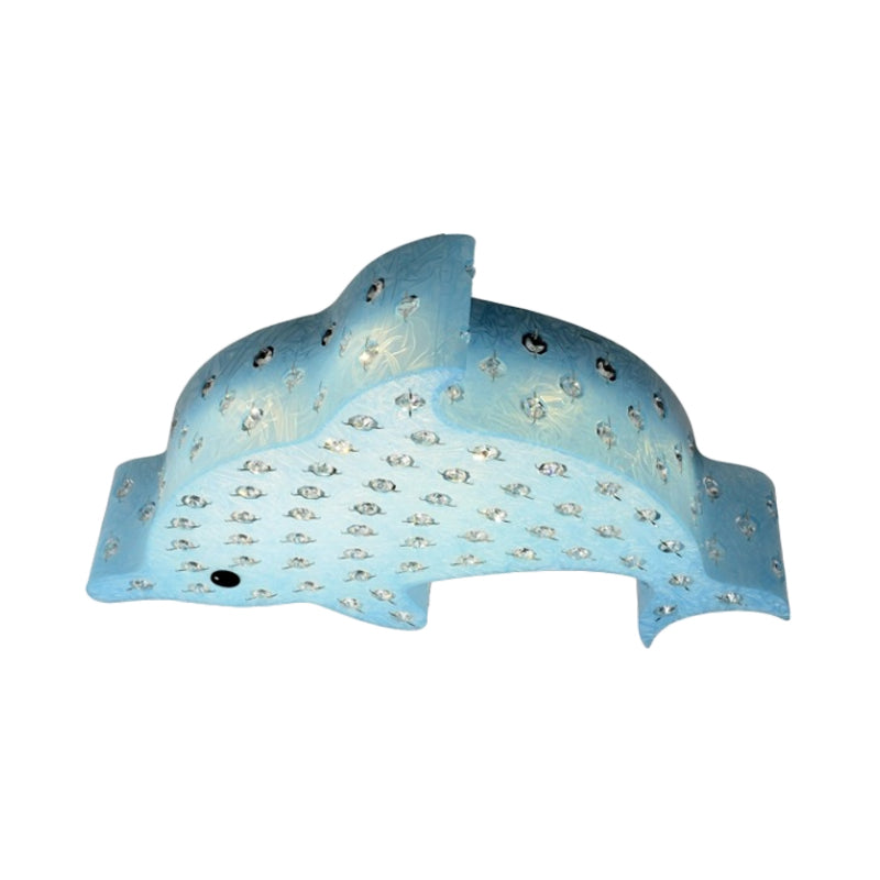Modern Flush Mount Pendant Light - Fish Shaped Acrylic Led Ceiling Lamp With Crystal Decoration