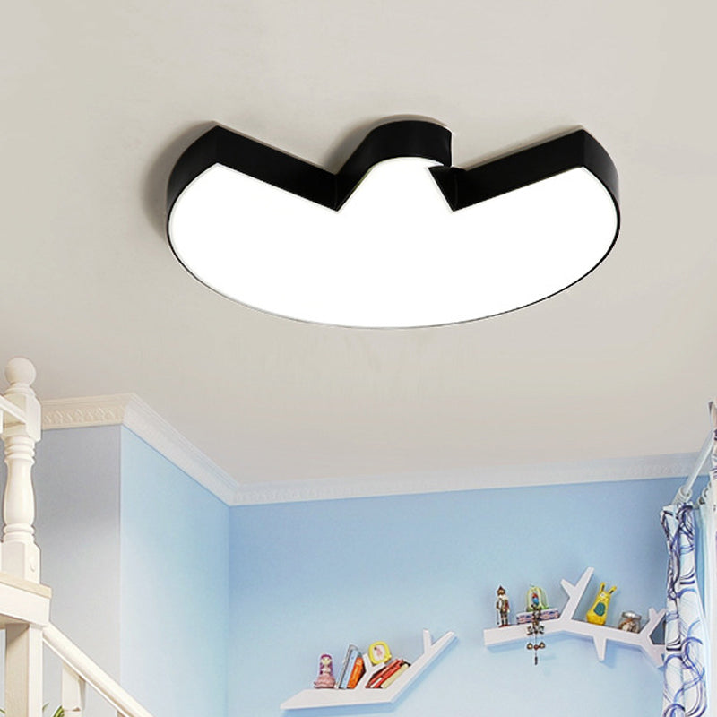 Contemporary White/Black Pigeon LED Flushmount Ceiling Light for Bedroom