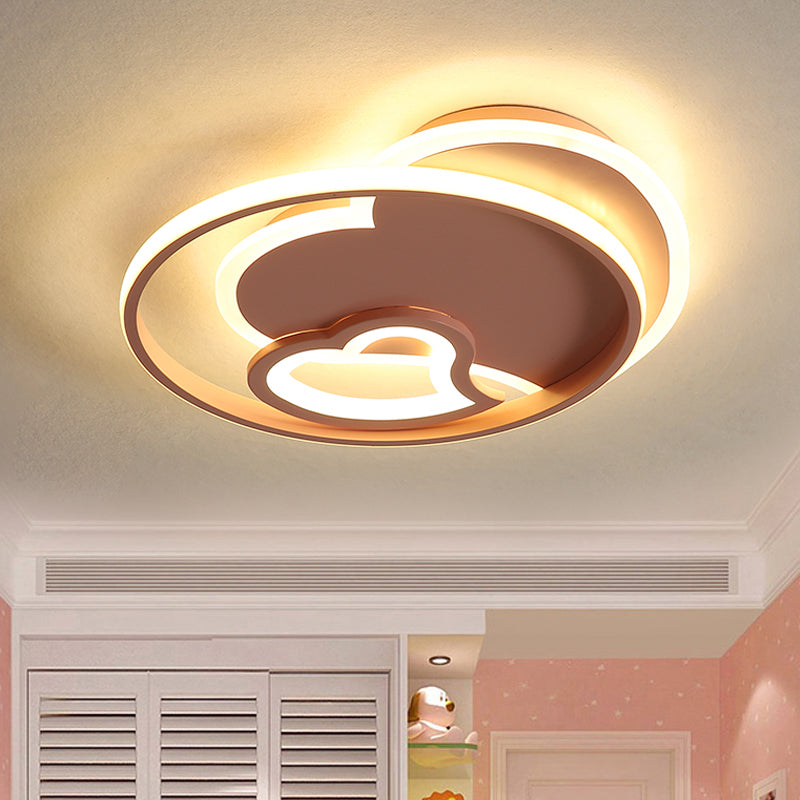 Modern Acrylic Heart Flushmount: White/Black/Pink LED Ceiling Fixture for Bedroom