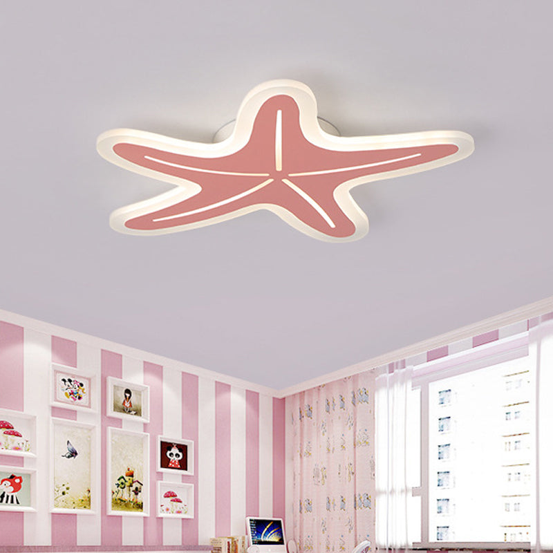 Modern Star Shaped LED Flush Light in Blue/Pink/White - Ideal for Kindergartens