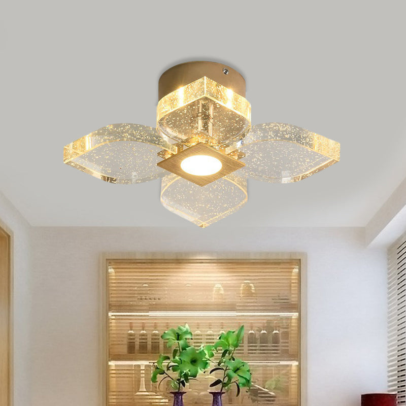 Plafonnier moderne en cristal à fleurs en or avec éclairage LED