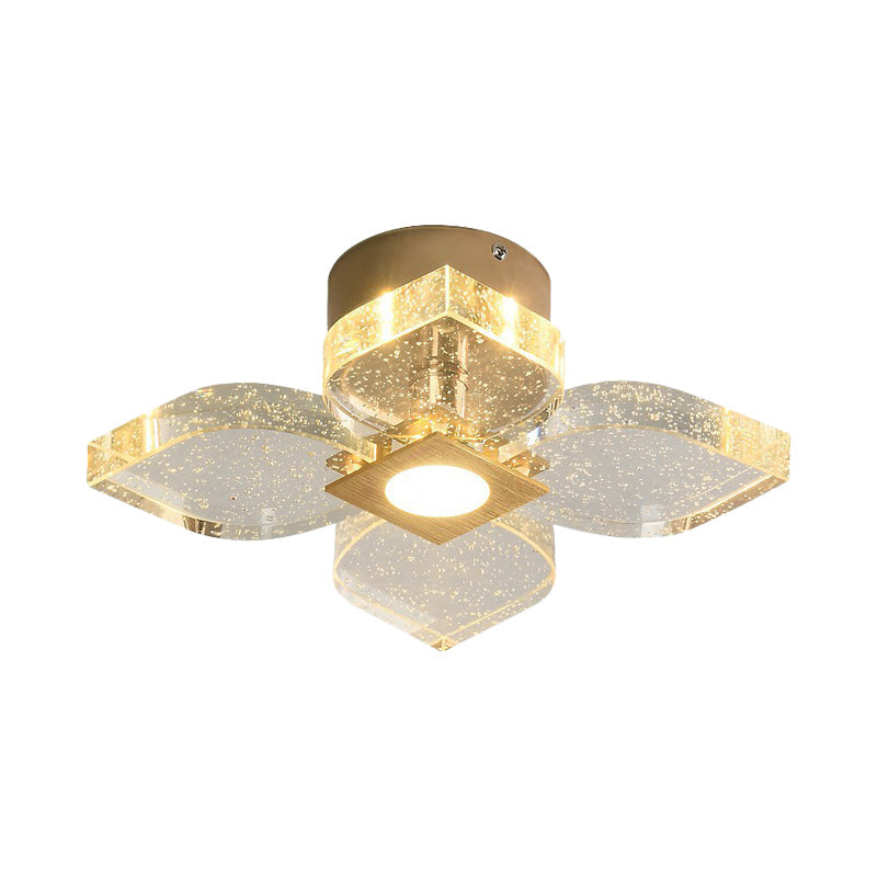 Plafonnier moderne en cristal à fleurs en or avec éclairage LED