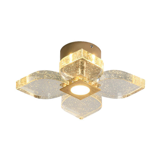 Modern Flower Crystal Ceiling Lamp In Gold With Led Lighting
