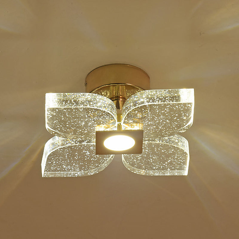 Plafonnier moderne en cristal à fleurs en or avec éclairage LED