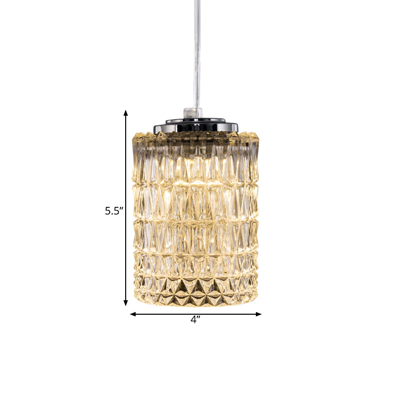 Modernist Chrome Pendant Light With Crystal Prisms For Restaurants - 1 Head Ceiling Lamp