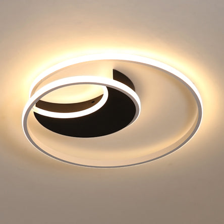 Contemporary Acrylic Crescent LED Flushmount Ceiling Light with Eye-Caring Ring for Bedroom