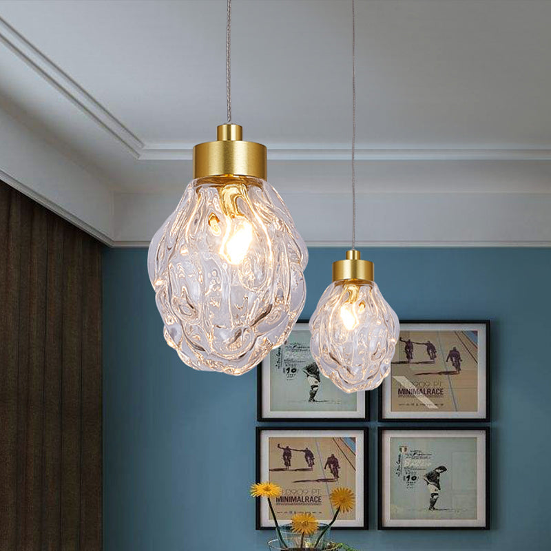 Clear Glass Gold Pineal Fruit Pendant Lamp - Modern Post-Design - 1 Head - Dining Room Suspension Light