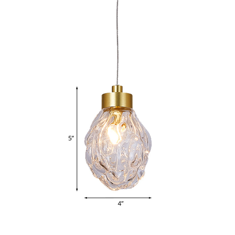 Modern Pineal Fruit Ceiling Light Clear Glass Pendant Lamp Gold