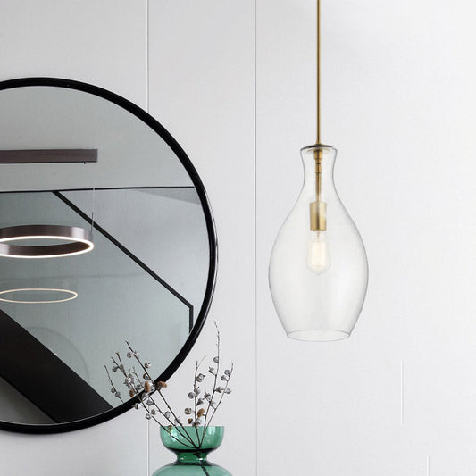 Gold Kitchen Pendant Light Fixture with Clear Glass Shade - Modern and Simple Design