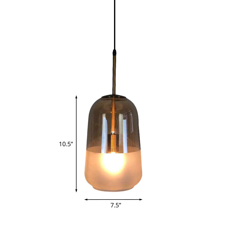 Vintage Gold Pendant Light: Restaurant Drop Ceiling Lamp with Tan Glass Shade