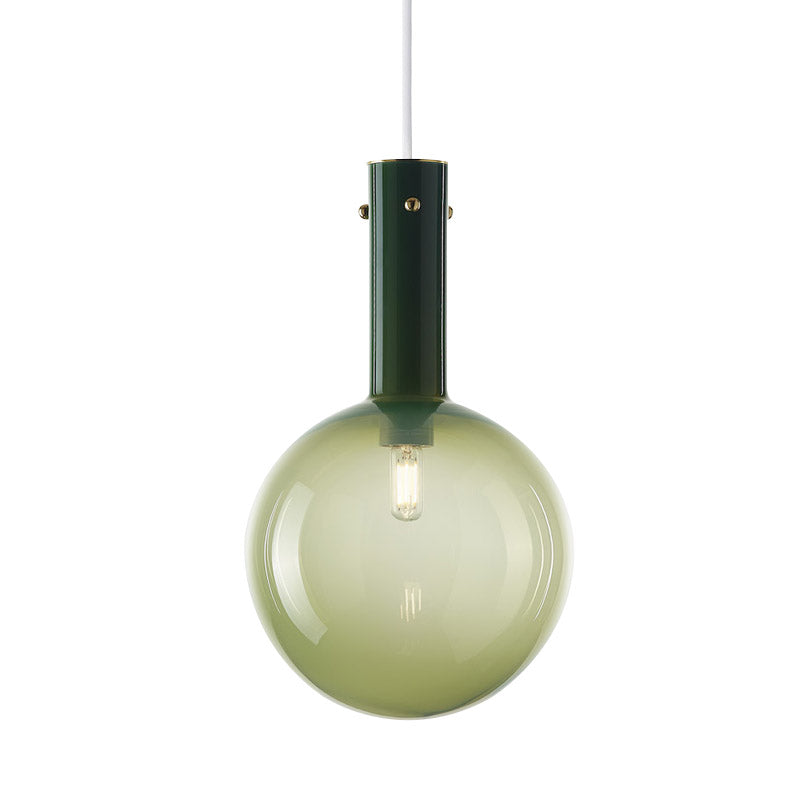 Modern Orb Pendant Lamp: Green/Orange Gradient Glass 1-Bulb Bedside Ceiling Light