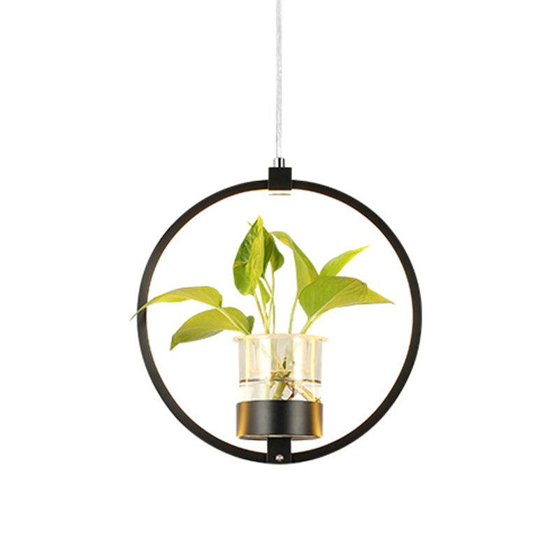 Vintage Metal Led Pendant Light For Restaurants - Black/Grey/White Circle Hang Fixture With 1 Bulb