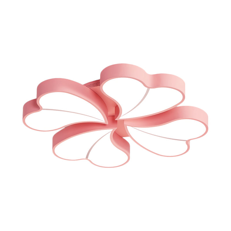 Iron Clover Flush Ceiling Light in Macaron White/Blue/Pink LED Flush Mount with Acrylic Shade - Ideal for Bedrooms