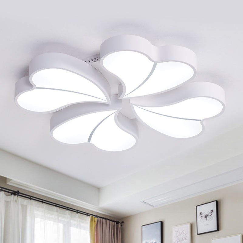 Iron Clover Flush Ceiling Light in Macaron White/Blue/Pink LED Flush Mount with Acrylic Shade - Ideal for Bedrooms