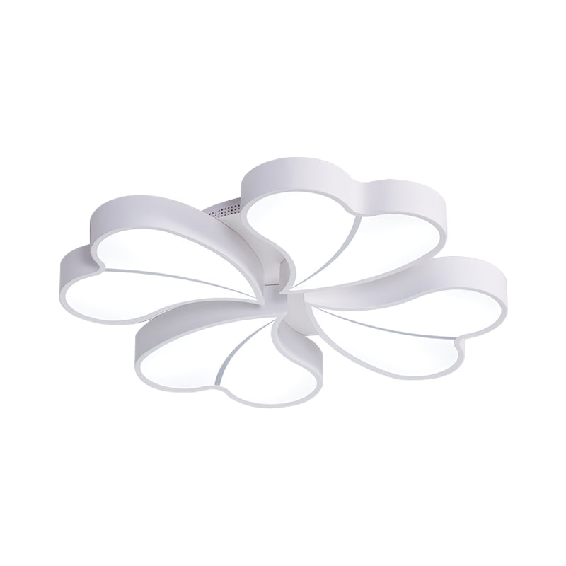 Iron Clover Flush Ceiling Light in Macaron White/Blue/Pink LED Flush Mount with Acrylic Shade - Ideal for Bedrooms