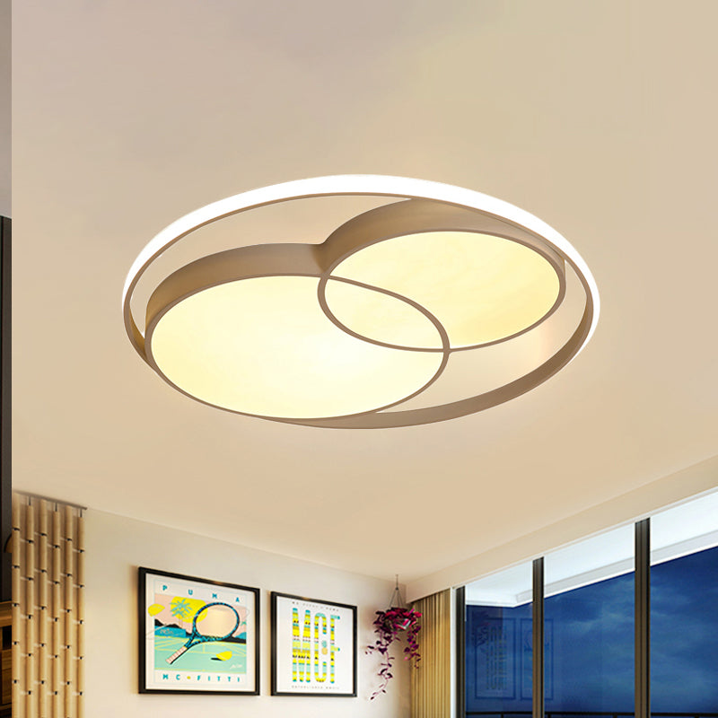 Modern Metal Black/White Circle Ceiling Flush Mount with Integrated LED for Bedroom Lighting