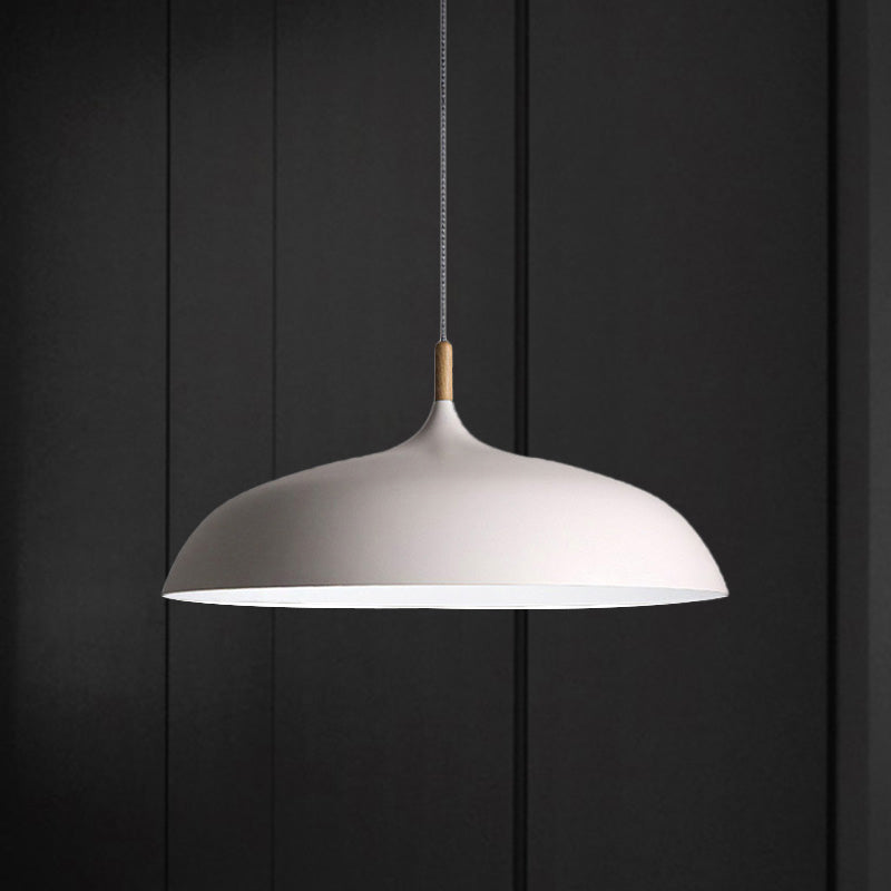 Black/White Retro Dome Pendant Light Fixture with Adjustable Cord - Kitchen Hanging Lamp