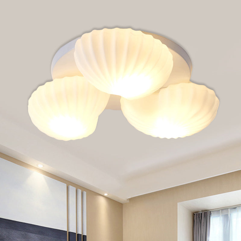 Nautical Glass Scallop Shell Flush Light - 3/5-Light Flush Mount Ceiling Lighting for Living Room